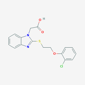 molecular formula C17H15ClN2O3S B363527 2-{2-[2-(2-Chlorophenoxy)ethylthio]benzimidazolyl}acetic acid CAS No. 942865-77-2