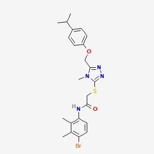 molecular formula C23H27BrN4O2S B3635288 N-(4-bromo-2,3-dimethylphenyl)-2-[(4-methyl-5-{[4-(propan-2-yl)phenoxy]methyl}-4H-1,2,4-triazol-3-yl)sulfanyl]acetamide 