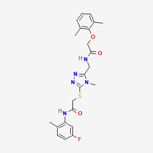 molecular formula C23H26FN5O3S B3635296 2-(2,6-dimethylphenoxy)-N-{[5-({2-[(5-fluoro-2-methylphenyl)amino]-2-oxoethyl}sulfanyl)-4-methyl-4H-1,2,4-triazol-3-yl]methyl}acetamide 