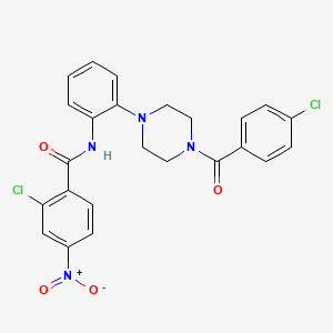 molecular formula C24H20Cl2N4O4 B3635304 2-chloro-N-{2-[4-(4-chlorobenzoyl)-1-piperazinyl]phenyl}-4-nitrobenzamide 