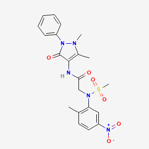 molecular formula C21H23N5O6S B3635311 N~1~-(1,5-dimethyl-3-oxo-2-phenyl-2,3-dihydro-1H-pyrazol-4-yl)-N~2~-(2-methyl-5-nitrophenyl)-N~2~-(methylsulfonyl)glycinamide 