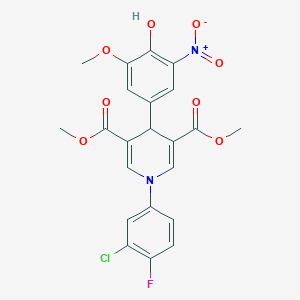 molecular formula C22H18ClFN2O8 B3635326 dimethyl 1-(3-chloro-4-fluorophenyl)-4-(4-hydroxy-3-methoxy-5-nitrophenyl)-1,4-dihydro-3,5-pyridinedicarboxylate 