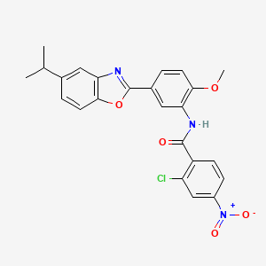 2-chloro-N-[5-(5-isopropyl-1,3-benzoxazol-2-yl)-2-methoxyphenyl]-4-nitrobenzamide