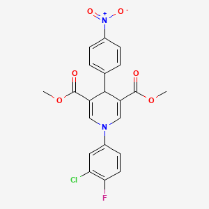 molecular formula C21H16ClFN2O6 B3635485 dimethyl 1-(3-chloro-4-fluorophenyl)-4-(4-nitrophenyl)-1,4-dihydro-3,5-pyridinedicarboxylate 