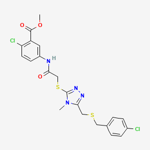 Methyl 2-chloro-5-[[2-[[5-[(4-chlorophenyl)methylsulfanylmethyl]-4-methyl-1,2,4-triazol-3-yl]sulfanyl]acetyl]amino]benzoate