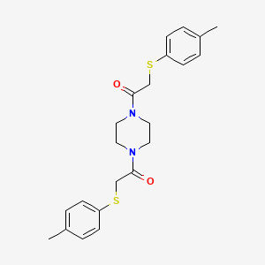 molecular formula C22H26N2O2S2 B3635576 2-(4-Methylphenyl)sulfanyl-1-[4-[2-(4-methylphenyl)sulfanylacetyl]piperazin-1-yl]ethanone 