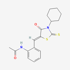 N-{2-[(3-cyclohexyl-4-oxo-2-thioxo-1,3-thiazolidin-5-ylidene)methyl]phenyl}acetamide