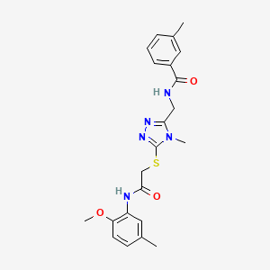 molecular formula C22H25N5O3S B3635625 N-{[5-({2-[(2-methoxy-5-methylphenyl)amino]-2-oxoethyl}sulfanyl)-4-methyl-4H-1,2,4-triazol-3-yl]methyl}-3-methylbenzamide 