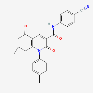 molecular formula C26H23N3O3 B3635668 N-(4-cyanophenyl)-7,7-dimethyl-1-(4-methylphenyl)-2,5-dioxo-1,2,5,6,7,8-hexahydro-3-quinolinecarboxamide 