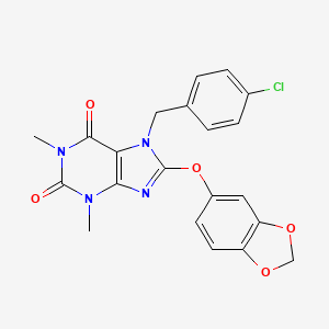 8-(2H-1,3-BENZODIOXOL-5-YLOXY)-7-[(4-CHLOROPHENYL)METHYL]-1,3-DIMETHYL-2,3,6,7-TETRAHYDRO-1H-PURINE-2,6-DIONE