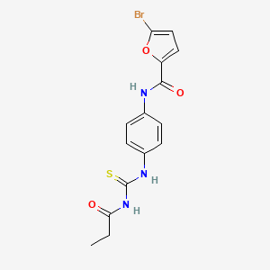 molecular formula C15H14BrN3O3S B3635683 5-bromo-N-(4-{[(propionylamino)carbonothioyl]amino}phenyl)-2-furamide 