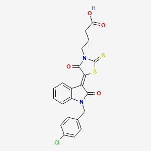 4-{5-[1-(4-chlorobenzyl)-2-oxo-1,2-dihydro-3H-indol-3-ylidene]-4-oxo-2-thioxo-1,3-thiazolidin-3-yl}butanoic acid