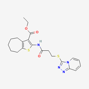 ethyl 2-[3-([1,2,4]triazolo[4,3-a]pyridin-3-ylsulfanyl)propanoylamino]-5,6,7,8-tetrahydro-4H-cyclohepta[b]thiophene-3-carboxylate