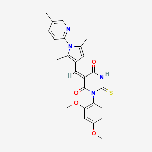 (5E)-1-(2,4-dimethoxyphenyl)-5-{[2,5-dimethyl-1-(5-methylpyridin-2-yl)-1H-pyrrol-3-yl]methylidene}-2-thioxodihydropyrimidine-4,6(1H,5H)-dione