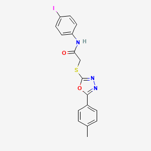 molecular formula C17H14IN3O2S B3635763 N-(4-iodophenyl)-2-{[5-(4-methylphenyl)-1,3,4-oxadiazol-2-yl]sulfanyl}acetamide 