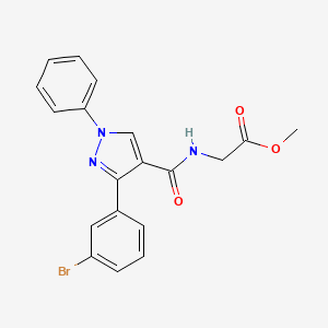 molecular formula C19H16BrN3O3 B3635776 Methyl 2-[[3-(3-bromophenyl)-1-phenylpyrazole-4-carbonyl]amino]acetate 