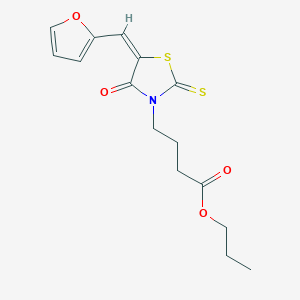 molecular formula C15H17NO4S2 B363578 (E)-propyl 4-(5-(furan-2-ylmethylene)-4-oxo-2-thioxothiazolidin-3-yl)butanoate CAS No. 682764-86-9
