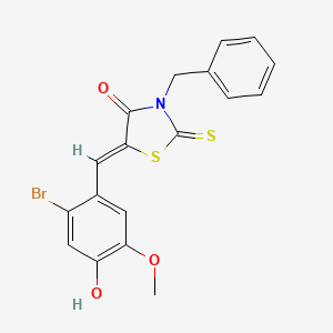 molecular formula C18H14BrNO3S2 B3635798 3-benzyl-5-(2-bromo-4-hydroxy-5-methoxybenzylidene)-2-thioxo-1,3-thiazolidin-4-one 