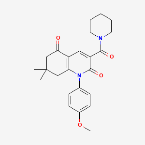 molecular formula C24H28N2O4 B3635807 1-(4-methoxyphenyl)-7,7-dimethyl-3-(1-piperidinylcarbonyl)-7,8-dihydro-2,5(1H,6H)-quinolinedione 