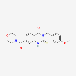 molecular formula C21H21N3O4S B3635821 3-[(4-Methoxyphenyl)methyl]-7-(morpholine-4-carbonyl)-2-sulfanylidene-1,2,3,4-tetrahydroquinazolin-4-one 