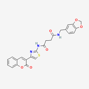 molecular formula C24H19N3O6S B3635822 N-(1,3-benzodioxol-5-ylmethyl)-N'-[4-(2-oxochromen-3-yl)-1,3-thiazol-2-yl]butanediamide 