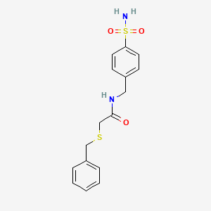 2-(benzylsulfanyl)-N-[(4-sulfamoylphenyl)methyl]acetamide