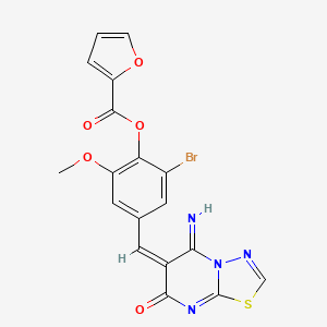 2-bromo-4-[(5-imino-7-oxo-5H-[1,3,4]thiadiazolo[3,2-a]pyrimidin-6(7H)-ylidene)methyl]-6-methoxyphenyl 2-furoate