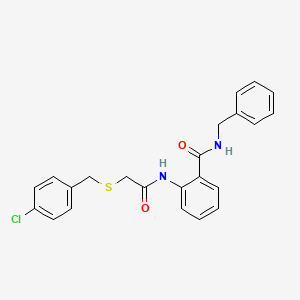 molecular formula C23H21ClN2O2S B3635882 N-benzyl-2-({[(4-chlorobenzyl)thio]acetyl}amino)benzamide 