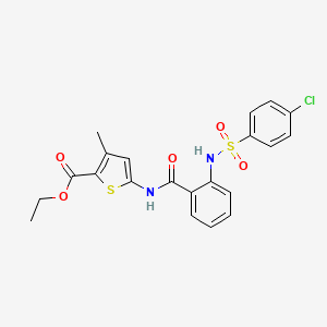 molecular formula C21H19ClN2O5S2 B3635888 Ethyl 5-[[2-[(4-chlorophenyl)sulfonylamino]benzoyl]amino]-3-methylthiophene-2-carboxylate 