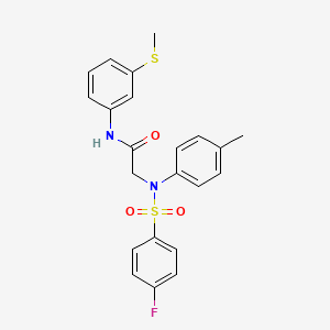 molecular formula C22H21FN2O3S2 B3635905 N~2~-[(4-fluorophenyl)sulfonyl]-N~2~-(4-methylphenyl)-N~1~-[3-(methylthio)phenyl]glycinamide 