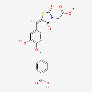 molecular formula C22H19NO8S B3635913 4-[(2-methoxy-4-{(E)-[3-(2-methoxy-2-oxoethyl)-2,4-dioxo-1,3-thiazolidin-5-ylidene]methyl}phenoxy)methyl]benzoic acid 