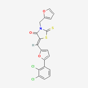 molecular formula C19H11Cl2NO3S2 B3635977 5-{[5-(2,3-dichlorophenyl)-2-furyl]methylene}-3-(2-furylmethyl)-2-thioxo-1,3-thiazolidin-4-one 