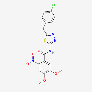 molecular formula C18H15ClN4O5S B3635989 N-[5-(4-chlorobenzyl)-1,3,4-thiadiazol-2-yl]-4,5-dimethoxy-2-nitrobenzamide 