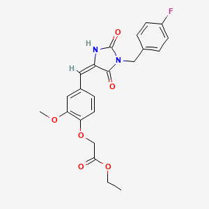 ethyl (4-{(E)-[1-(4-fluorobenzyl)-2,5-dioxoimidazolidin-4-ylidene]methyl}-2-methoxyphenoxy)acetate