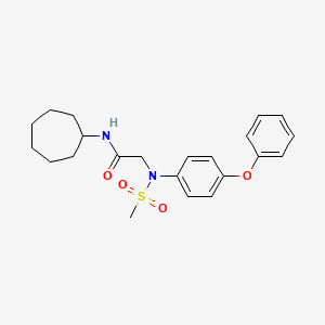 molecular formula C22H28N2O4S B3636038 N-cycloheptyl-N~2~-(methylsulfonyl)-N~2~-(4-phenoxyphenyl)glycinamide 