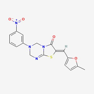 molecular formula C17H14N4O4S B3636042 7-[(5-methyl-2-furyl)methylene]-3-(3-nitrophenyl)-3,4-dihydro-2H-[1,3]thiazolo[3,2-a][1,3,5]triazin-6(7H)-one 