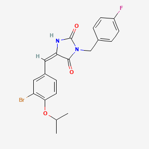 (5E)-5-[3-bromo-4-(propan-2-yloxy)benzylidene]-3-(4-fluorobenzyl)imidazolidine-2,4-dione