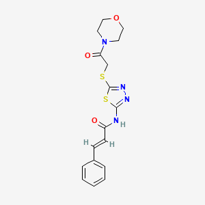 molecular formula C17H18N4O3S2 B3636081 N-(5-{[2-(4-morpholinyl)-2-oxoethyl]thio}-1,3,4-thiadiazol-2-yl)-3-phenylacrylamide 