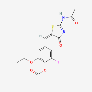 molecular formula C16H15IN2O5S B3636166 4-{[2-(acetylamino)-4-oxo-1,3-thiazol-5(4H)-ylidene]methyl}-2-ethoxy-6-iodophenyl acetate 