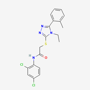 molecular formula C19H18Cl2N4OS B3636231 N-(2,4-dichlorophenyl)-2-{[4-ethyl-5-(2-methylphenyl)-4H-1,2,4-triazol-3-yl]sulfanyl}acetamide 