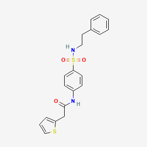 molecular formula C20H20N2O3S2 B3636292 N-{4-[(2-phenylethyl)sulfamoyl]phenyl}-2-(thiophen-2-yl)acetamide 