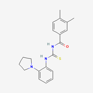 3,4-dimethyl-N-{[2-(pyrrolidin-1-yl)phenyl]carbamothioyl}benzamide