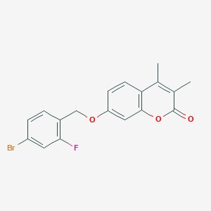 molecular formula C18H14BrFO3 B3636395 7-[(4-BROMO-2-FLUOROPHENYL)METHOXY]-3,4-DIMETHYL-2H-CHROMEN-2-ONE 