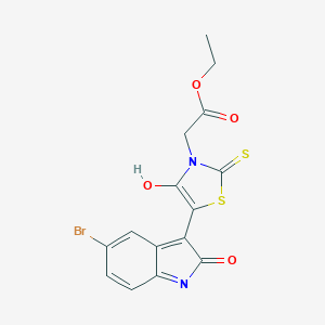 molecular formula C15H11BrN2O4S2 B363642 ethyl [5-(5-bromo-2-oxo-1,2-dihydro-3H-indol-3-ylidene)-4-oxo-2-thioxo-1,3-thiazolidin-3-yl]acetate 