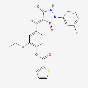 2-ethoxy-4-{[1-(3-fluorophenyl)-3,5-dioxo-4-pyrazolidinylidene]methyl}phenyl 2-thiophenecarboxylate