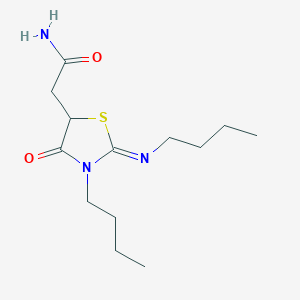 molecular formula C13H23N3O2S B363650 (Z)-2-(3-butyl-2-(butylimino)-4-oxothiazolidin-5-yl)acetamide CAS No. 780821-33-2