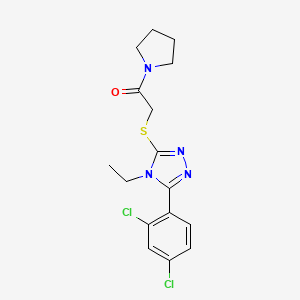 molecular formula C16H18Cl2N4OS B3636559 3-(2,4-dichlorophenyl)-4-ethyl-5-{[2-oxo-2-(1-pyrrolidinyl)ethyl]thio}-4H-1,2,4-triazole 