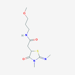 B363667 (E)-N-(3-methoxypropyl)-2-(3-methyl-2-(methylimino)-4-oxothiazolidin-5-yl)acetamide CAS No. 881483-41-6