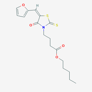 molecular formula C17H21NO4S2 B363673 (E)-pentyl 4-(5-(furan-2-ylmethylene)-4-oxo-2-thioxothiazolidin-3-yl)butanoate CAS No. 682764-88-1