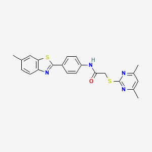 2-[(4,6-dimethylpyrimidin-2-yl)sulfanyl]-N-[4-(6-methyl-1,3-benzothiazol-2-yl)phenyl]acetamide